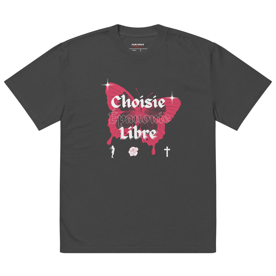 Choisie-Épanouie-Libre T-shirt oversize délavé